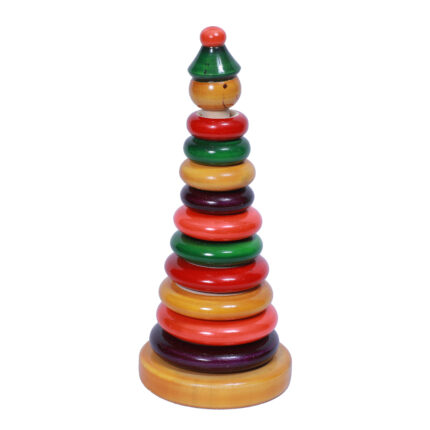 Wooden 10-Ring Stacker Toy/Cubby Stacker, Wooden Ring Stacker Toy, Wooden Stacking Rings