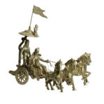 Brass Arjun And Krishna Rath, Brass Lord Krishna And Arjuna In Chariot, Handmade Brass Arjun And Krishna Rath